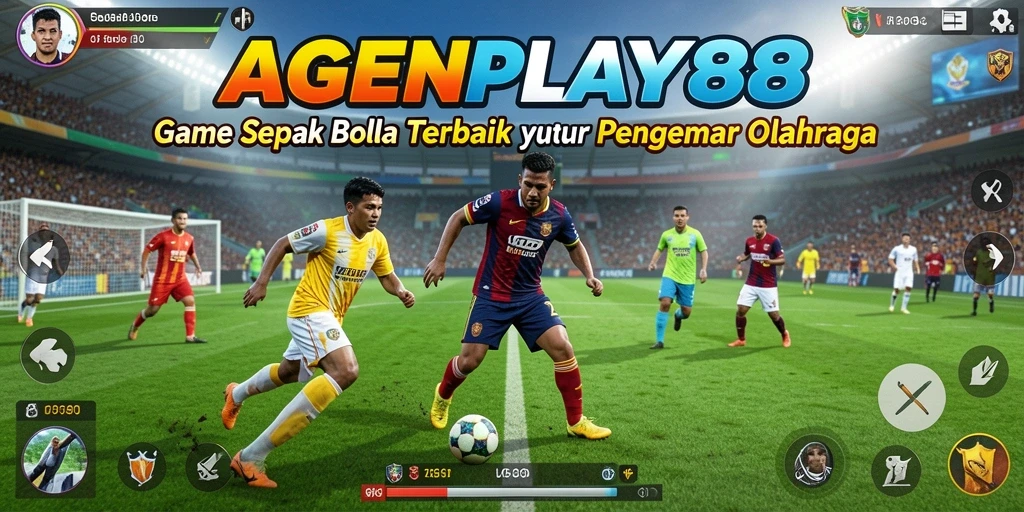 Tampilan gameplay AGENPLAY88 yang penuh aksi dalam pertandingan sepak bola.