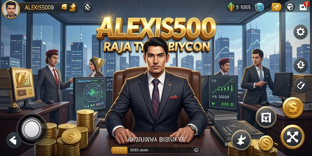 Tangkapan layar dari gameplay ALEXIS500 yang menampilkan pembangunan bisnis.