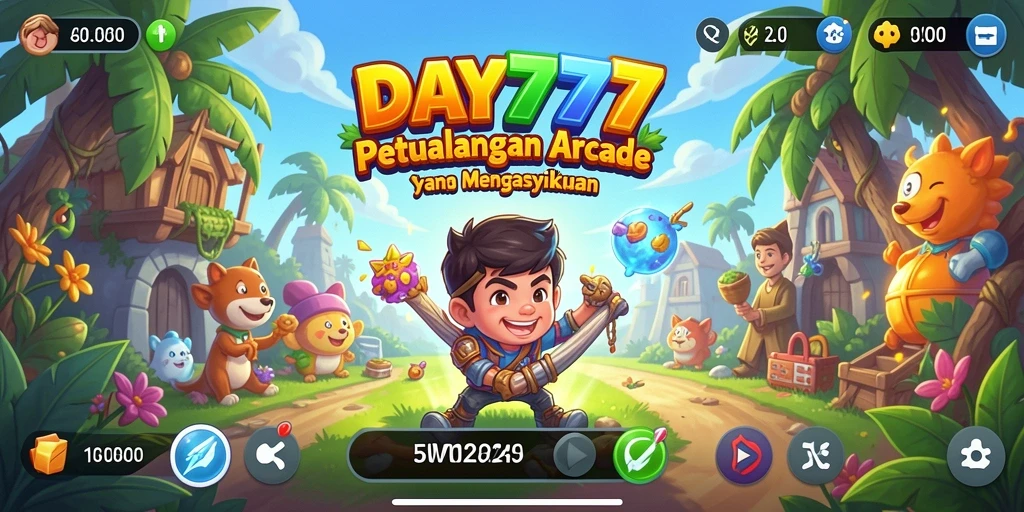 Tangkapan layar utama DAY777 menampilkan aksi gameplay Arcade yang seru.