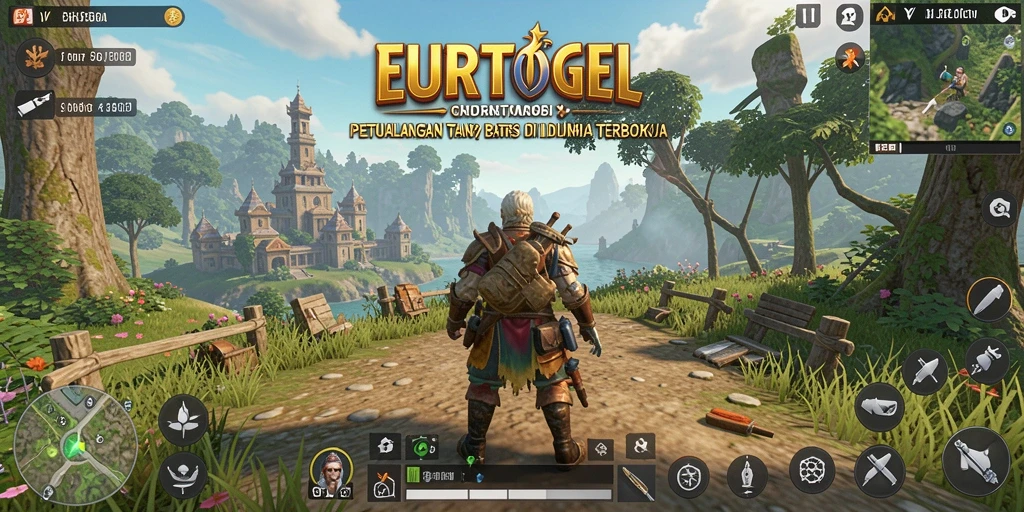 Tampilan gameplay EUROTOGEL di dunia terbuka yang luas.