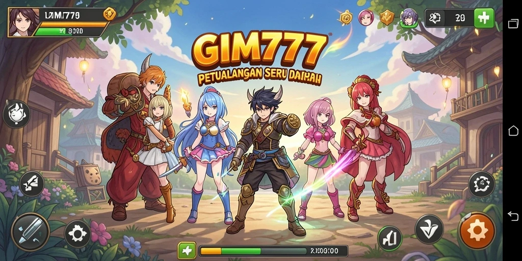 Screenshot GIM777 yang menampilkan karakter anime dalam aksi tempur.