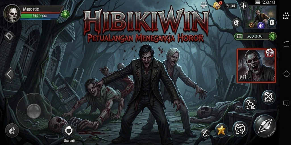 Tampilan gameplay HIBIKIWIN yang mencekam dan seram.