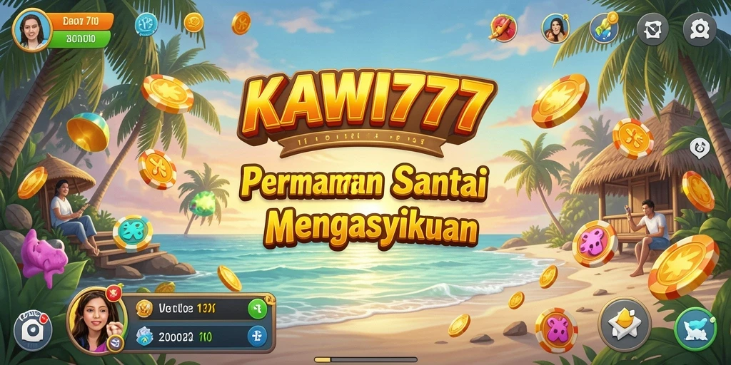 Tampilan gameplay KAWI777 yang ceria dan menyenangkan.