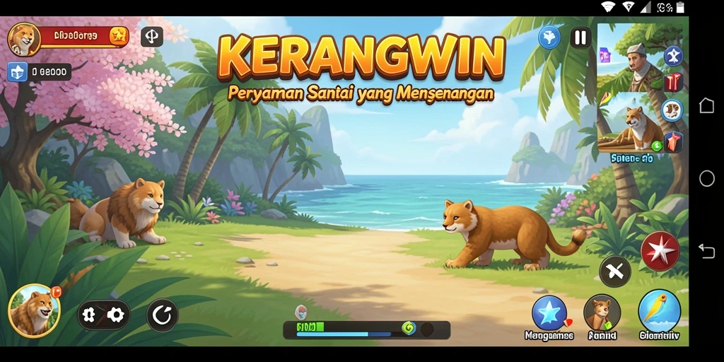 Tangkapan layar KERANGWIN menampilkan momen seru gameplay yang penuh warna.