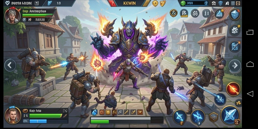 Screenshot gameplay KKWIN menampilkan pertempuran strategis yang seru.