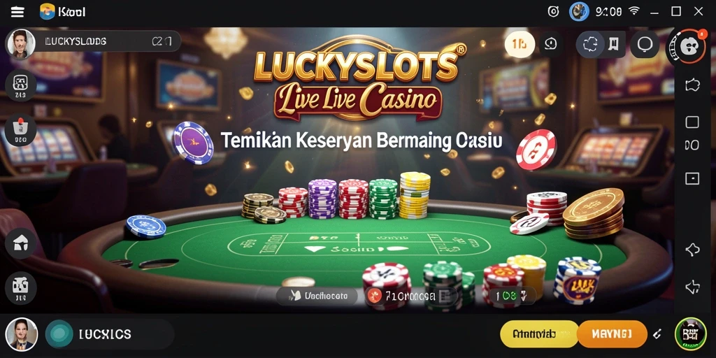 Tampilan gameplay LUCKYSLOTS dengan suasana kasino yang menarik.