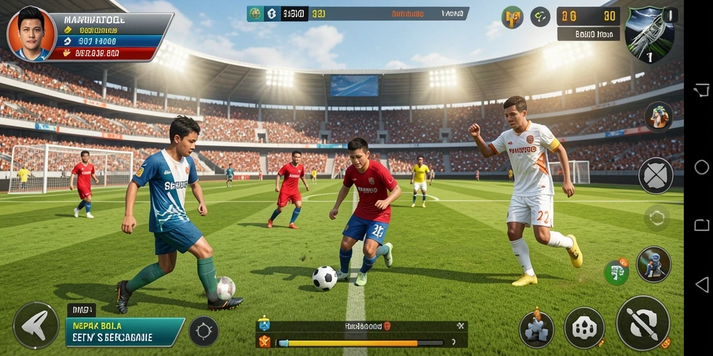 Tangkapan layar MARIATOGL menampilkan aksi pertandingan sepak bola yang mendebarkan.