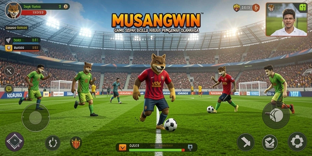 Tampilan gameplay <strong>MUSANGWIN</strong> yang mendebarkan dan penuh aksi sepak bola.
