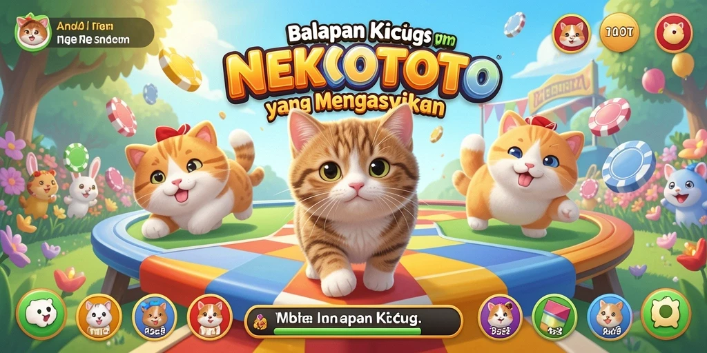 Tampilan seru dari gameplay balapan kucing yang menarik.