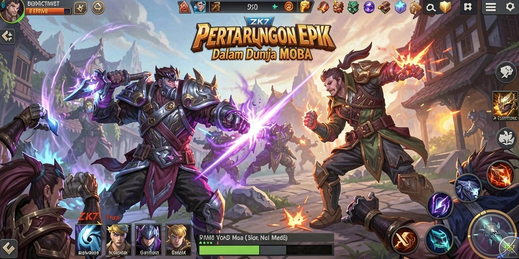 Screenshot menampilkan aksi seru dalam pertandingan ZK7, MOBA yang menggetarkan.